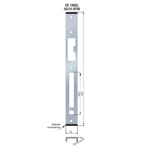 ZACZEP U FORM RFW 24x10mm LEWY CE196EL/6U10-RFW STAL NIERDZEWNA