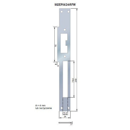 ZACZEP PŁASKI Z NAJAZDEM RFW PRAWY 902EP/4/24-RFW 250 x 24 MM