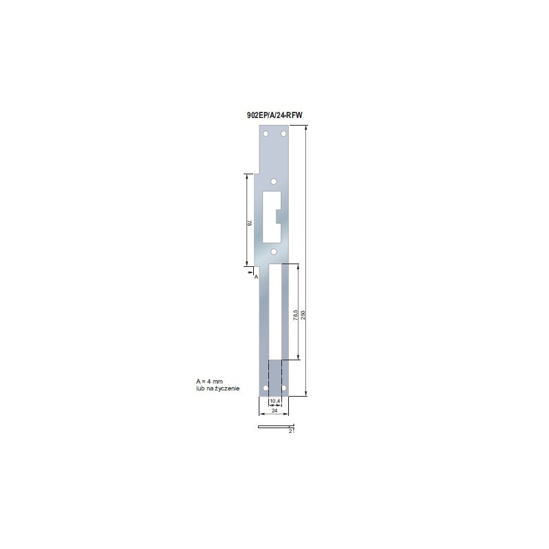 ZACZEP PŁASKI Z NAJAZDEM RFW PRAWY 902EP/4/24-RFW 250 x 24 MM