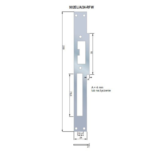 ZACZEP PŁASKI Z NAJAZDEM RFW LEWY 902EL/4/24-RFW 250 x 24 MM
