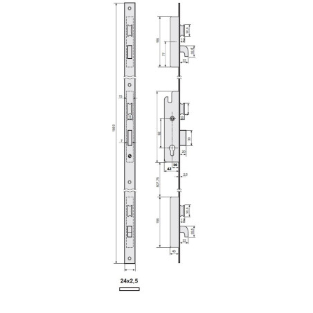 ZAMEK LISTWOWY ZAPADKOWO-ZASUWKOWY AUTOMATYCZNY 30mm, FRONT 24mm, 2A2/30/6AN