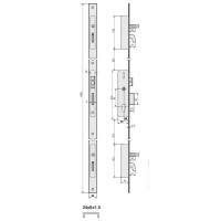 ZAMEK LISTWOWY ZAPADKOWO-ZASUWKOWY MECH. ZĘBATKOWY,HAK+TRZPIEŃ 40mm, FRONT U24x6mm, 2E2GB/40/6U