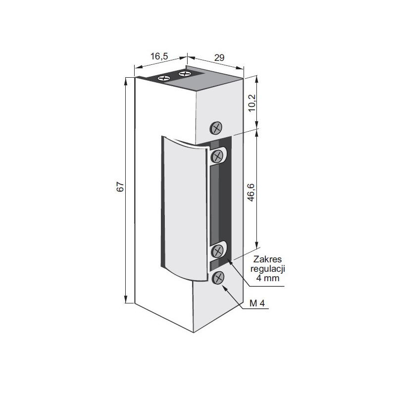 ELECTRIC STRIKE 1428 24-48VAC/DC  LOW CONSUMPTION, RELEASING LEVER, CONTINUOUS WORK AT 24V DC