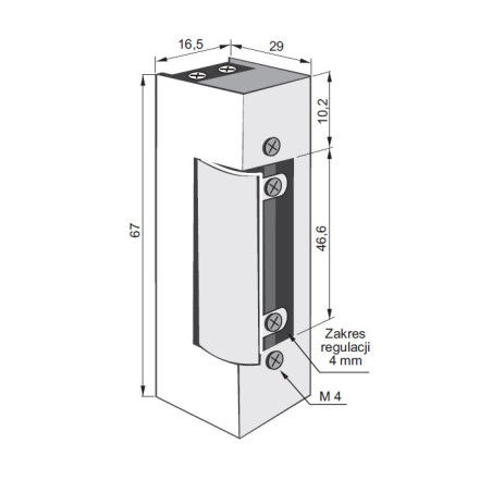 ELECTRIC STRIKE 1428 24-48VAC/DC  LOW CONSUMPTION, RELEASING LEVER, CONTINUOUS WORK AT 24V DC