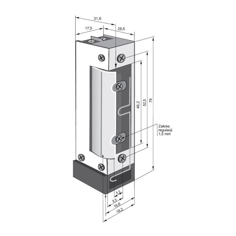 ELEKTROZACZEP 1860RF FIRE Z MIKROPRZEŁĄCZNIKIEM 12-24VAC-DC PODSTAWOWY P-POŻ