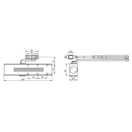 Samozamykacz Telesco UNIK 3559 EN2-4 z ramieniem standard, srebrny