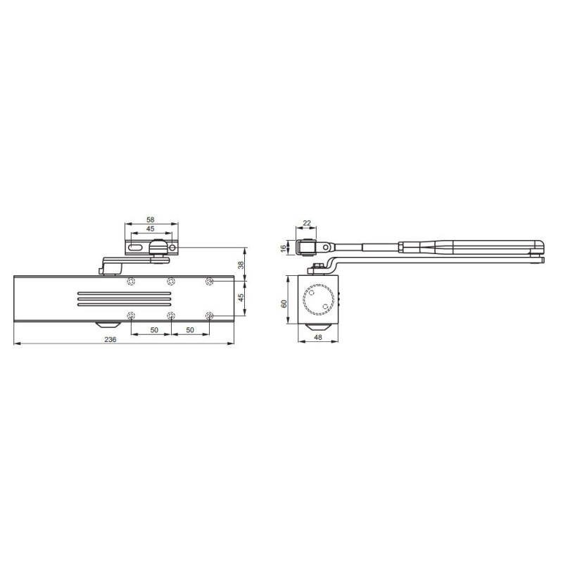 Samozamykacz Telesco UNIK 4559 EN2-6 z ramieniem standard, srebrny   T 4559S.PL