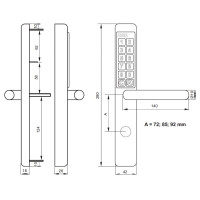 ZAMEK EASY KEY SLIM Z KLAWIATURĄ NUMERYCZNĄ 92MM KLAMKA U