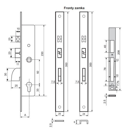 ZAMEK ELEKTRYCZNY CVL 1K2/35/6U, 92/35mm, FRONT U 24 X 6 MM