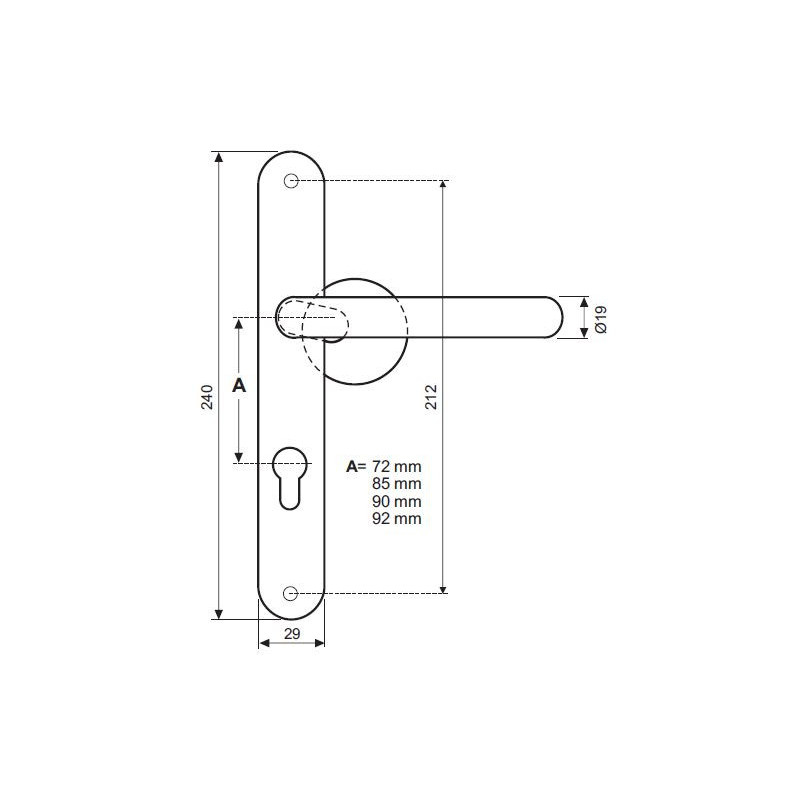 KOMPLET KLAMEK INOX 102/102 DŁUGI SZYLD 72 mm