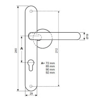 GAŁKO-KLAMKA 102/265 DŁUGI SZYLD 85mm PRAWA