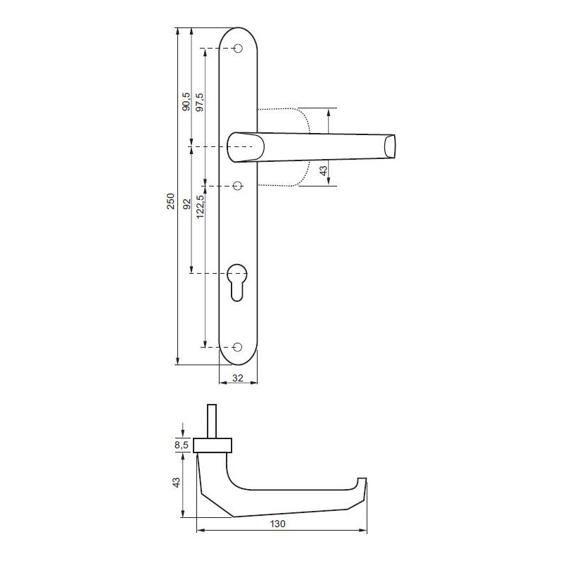 KLAMKA HD34 BIAŁA 92mm