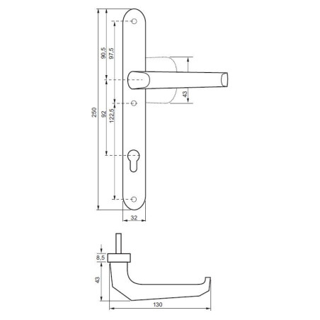 KLAMKA HD34 BIAŁA 92mm