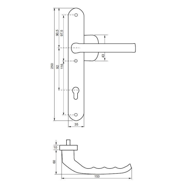 GAŁKO-KLAMKA HD30 CZARNA 92mm