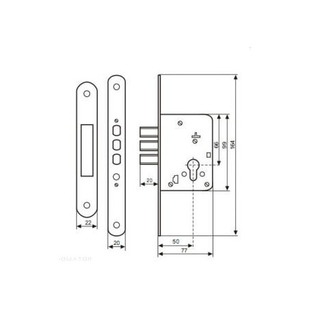 ZAMEK DODATKOWY 50 mm MOSIĄDZ bez blachy zaczepowej 612MR-50