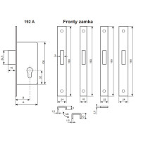ZAMEK ZASUWKOWY 35mm, FRONT 24mm,  192A/35/6AN