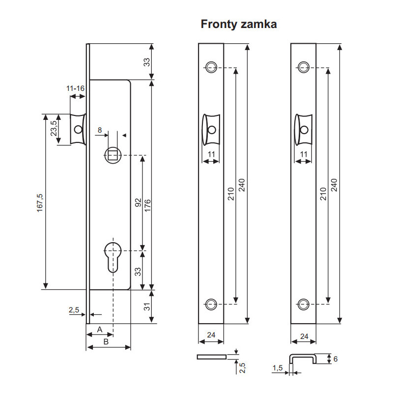 ZAMEK ZAPADKOWY 30mm, FRONT 24mm, 194T/30/6AN