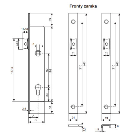 ZAMEK ZAPADKOWY 30mm, FRONT 24mm, 194T/30/6AN