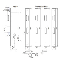 ZAMEK ZASUWKOWO-ROLKOWY 25mm, FRONT 24x6mm, 192V/25/6U