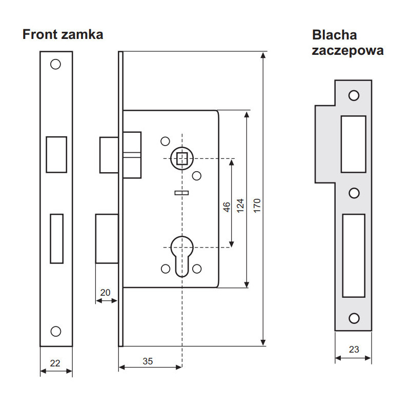 ZAMEK ZASUWKOWO- ZAPADKOWY 35mm, 2501-035A