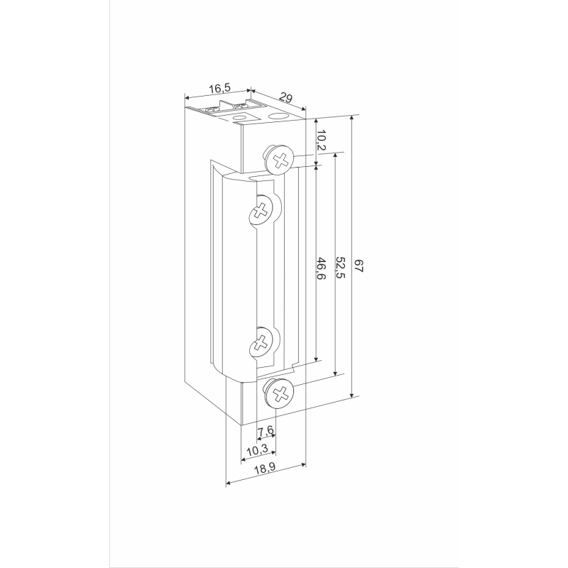 ELECTRIC STRIKE 1420RF 12-24V AC/DC WITH RELEASING LEVER WIKĘD