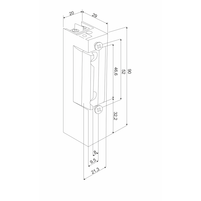 ELECTRIC STRIKE 822 12-24VAC/DC RELEASING LEVER