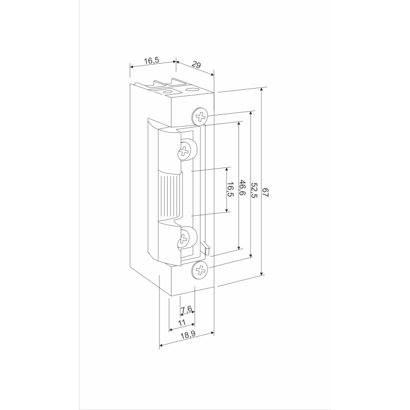 ELECTRIC STRIKE 1418RFW 12-24VAC/DC LOW CONSUMPTION, BASIC, CONTINUOUS WORK AT 12V DC