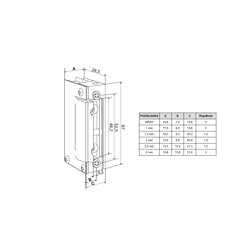 ELECTRIC STRIKE 1818RFT FIRE 24-48VAC-DC BASIC FIREPROOF LATCH SLIDE