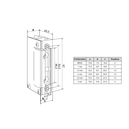 ELECTRIC STRIKE 1818RFT FIRE 24-48VAC-DC BASIC FIREPROOF LATCH SLIDE