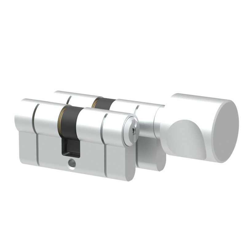 Komplet wkładek Łucznik D profil E8 30-40 gałka MF1 od 30 satyna Dual F